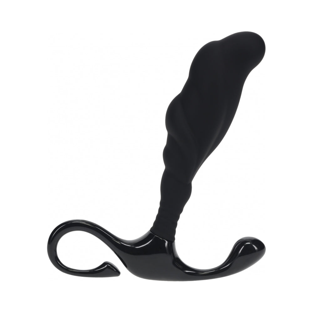 Levelz Rippled With Hard Loop Silicone Prostate Massager Large Black 1 Levelz Rippled With Hard Loop Silicone Prostate Massager Large Black