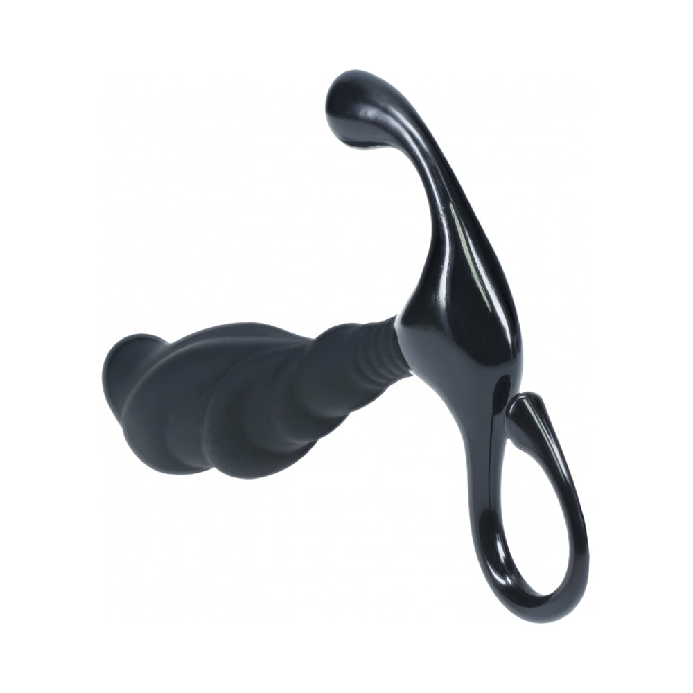 Levelz Rippled With Hard Loop Silicone Prostate Massager Large Black 4 Levelz Rippled With Hard Loop Silicone Prostate Massager Large Black - Image 4