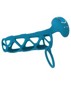 Levelz Vibrating Cage Silicone Cock Sleeve & Ball Ring Teal