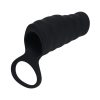 Levelz Vibrating Ribbed Silicone Cock Sleeve & Ball Ring Black