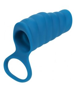 Levelz Vibrating Ribbed Silicone Cock Sleeve & Ball Ring Teal