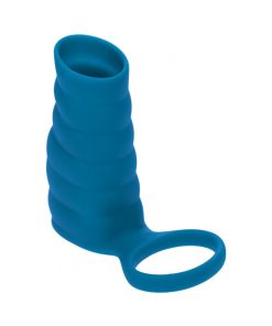 Levelz Vibrating Ribbed Silicone Cock Sleeve & Ball Ring Teal