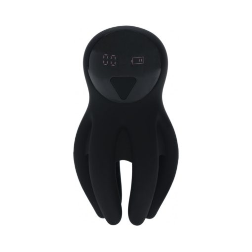 Levelz Digital Vibrating Silicone Penis Head Stimulator With Tentacles Black - Image 2