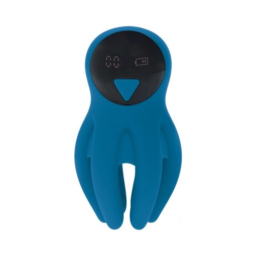 Levelz Digital Vibrating Silicone Penis Head Stimulator With Tentacles Teal - Image 4
