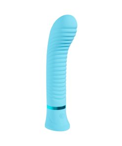 Alternative view of Loveline Divine Rechargeable Silicone Ribbed G-Spot Vibrator Blue