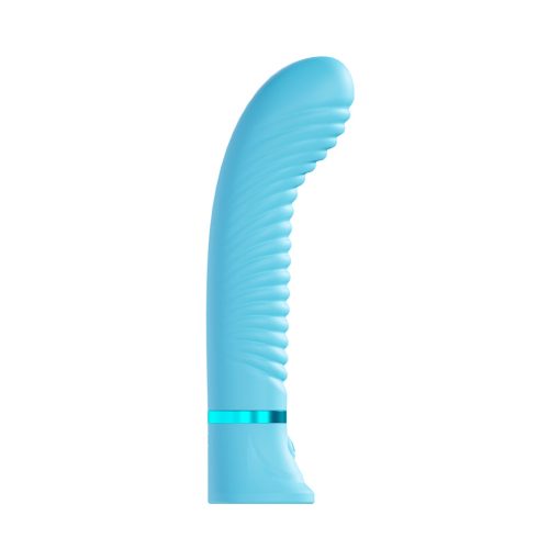 Loveline Divine Rechargeable Silicone Ribbed G-Spot Vibrator Blue - Image 3