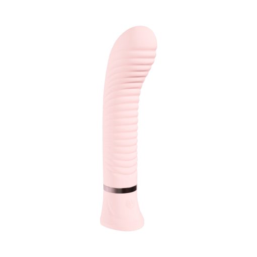 Loveline Divine Rechargeable Silicone Ribbed G-Spot Vibrator Pink - Image 2