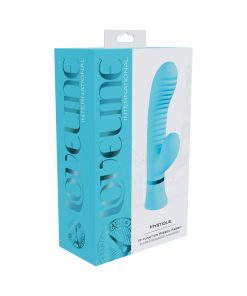 Loveline Mystique Rechargeable Silicone Ribbed Rabbit Vibrator Blue