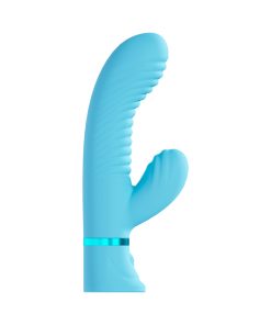 Loveline Mystique Rechargeable Silicone Ribbed Rabbit Vibrator Blue