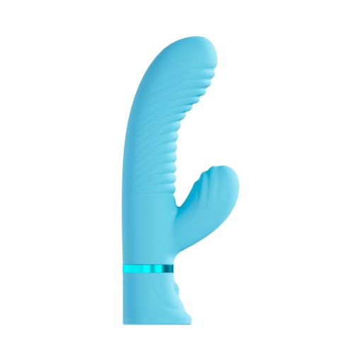 Loveline Mystique Rechargeable Silicone Ribbed Rabbit Vibrator Blue - Image 3