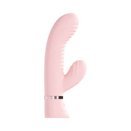 Loveline Mystique Rechargeable Silicone Ribbed Rabbit Vibrator Pink - Image 2