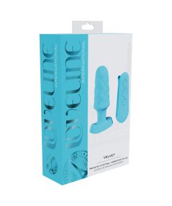 Loveline Velvet Rechargeable Silicone Remote Control Vibrating Plug Blue
