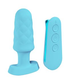 Loveline Velvet Rechargeable Silicone Remote Control Vibrating Plug Blue