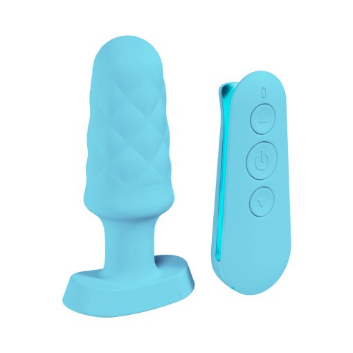 Loveline Velvet Rechargeable Silicone Remote Control Vibrating Plug Blue - Image 3
