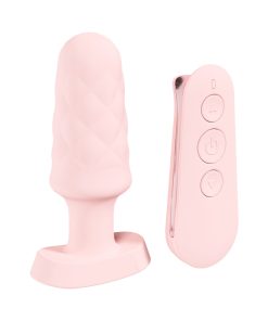 Loveline Velvet Rechargeable Silicone Remote Control Vibrating Plug Pink