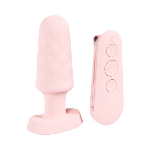 Loveline Velvet Rechargeable Silicone Remote Control Vibrating Plug Pink - Image 3