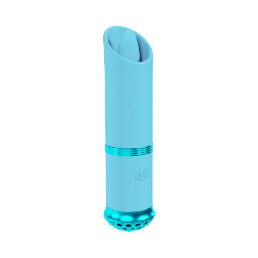 Loveline Luxe Rechargeable Silicone Mini Lipstick Vibrator Blue - Image 2