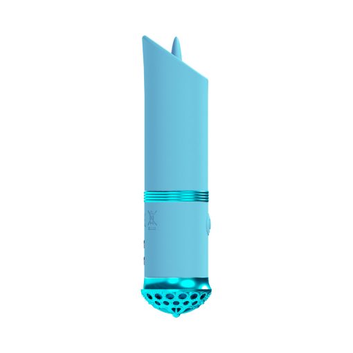 Loveline Luxe Rechargeable Silicone Mini Lipstick Vibrator Blue - Image 3