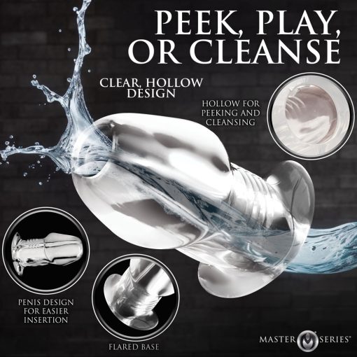 Master Series Dicked Clear Hollow Anal Plug Large - Image 8