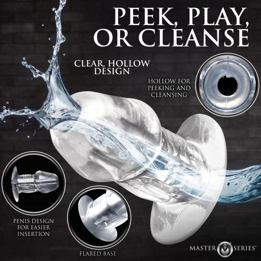 Master Series Dicked Clear Hollow Anal Plug Medium - Image 8