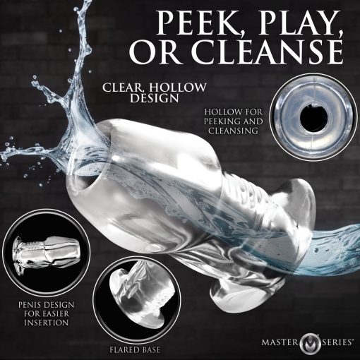 Master Series Dicked Clear Hollow Anal Plug Small - Image 8