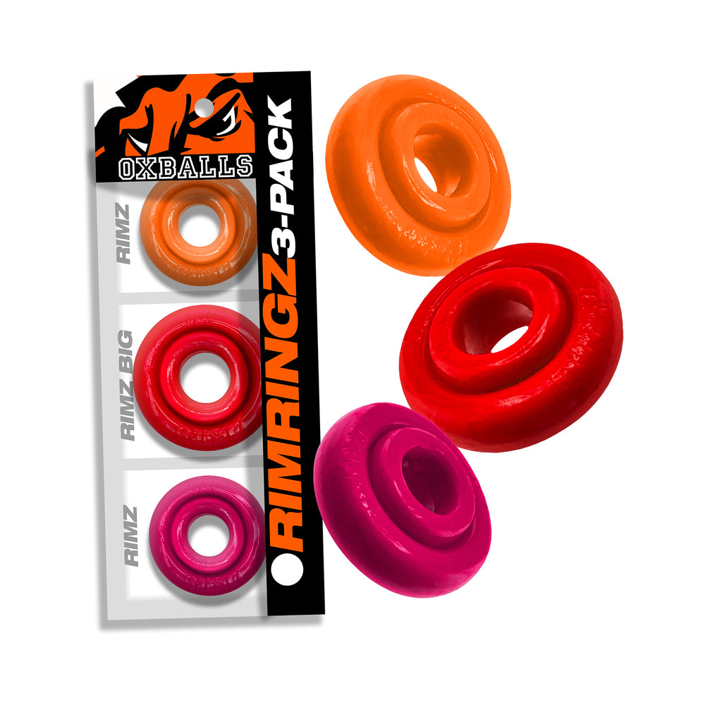 Oxballs Rimringz Multi Size 3-Pack Fire Hots 1 Oxballs Rimringz Multi Size 3-Pack Fire Hots