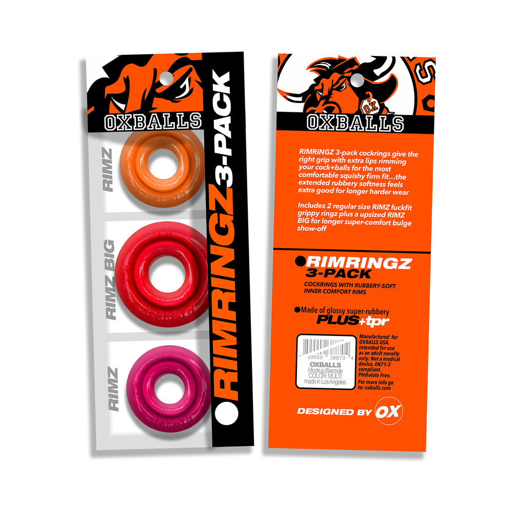 Oxballs Rimringz Multi Size 3-Pack Fire Hots 2 Oxballs Rimringz Multi Size 3-Pack Fire Hots - Image 2