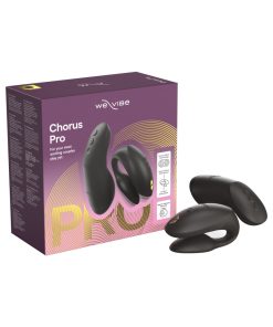 We-Vibe Chorus Pro Satin Black couples vibrator with Fusion Wave Technology and Haptic Squeeze Remote – body-safe silicone rechargeable design