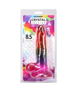 Crystal Jellies 8.5 In. Realistic Cock With Balls Rainbow