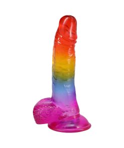 Crystal Jellies 8.5 In. Realistic Cock With Balls Rainbow