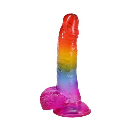 Crystal Jellies 8.5 In. Realistic Cock With Balls Rainbow - Image 4