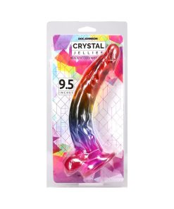 Crystal Jellies 9.5 In. Realistic Cock With Balls Rainbow