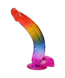 Alternative view of Crystal Jellies 9.5 In. Realistic Cock With Balls Rainbow