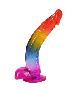 Crystal Jellies 9.5 In. Realistic Cock With Balls Rainbow
