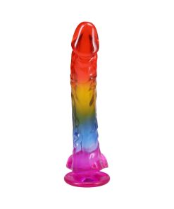 Crystal Jellies 9.5 In. Realistic Cock With Balls Rainbow