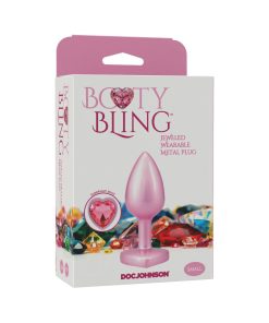 Booty Bling Heart Diamond Jeweled Metal Plug Pink Small