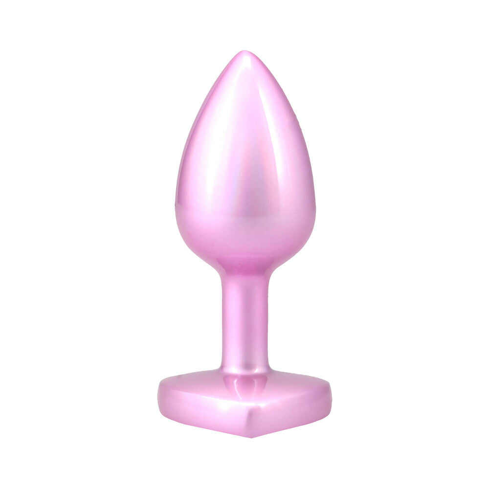 Booty Bling Heart Diamond Jeweled Metal Plug Pink Small 2 Booty Bling Heart Diamond Jeweled Metal Plug Pink Small - Image 2