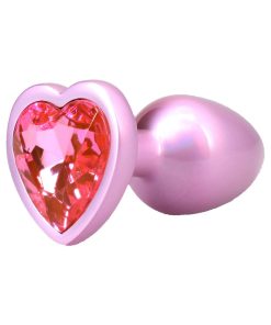 Booty Bling Heart Diamond Jeweled Metal Plug Pink Small 8 Booty Bling Heart Diamond Jeweled Metal Plug Pink Small