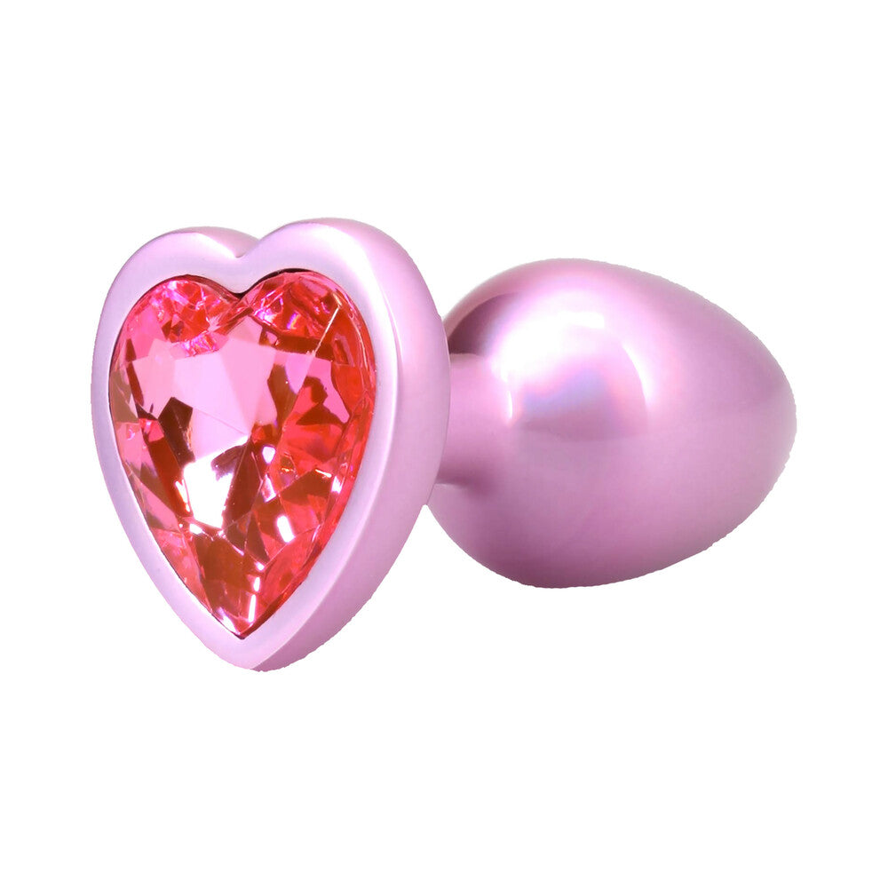 Booty Bling Heart Diamond Jeweled Metal Plug Pink Small 3 Booty Bling Heart Diamond Jeweled Metal Plug Pink Small - Image 3