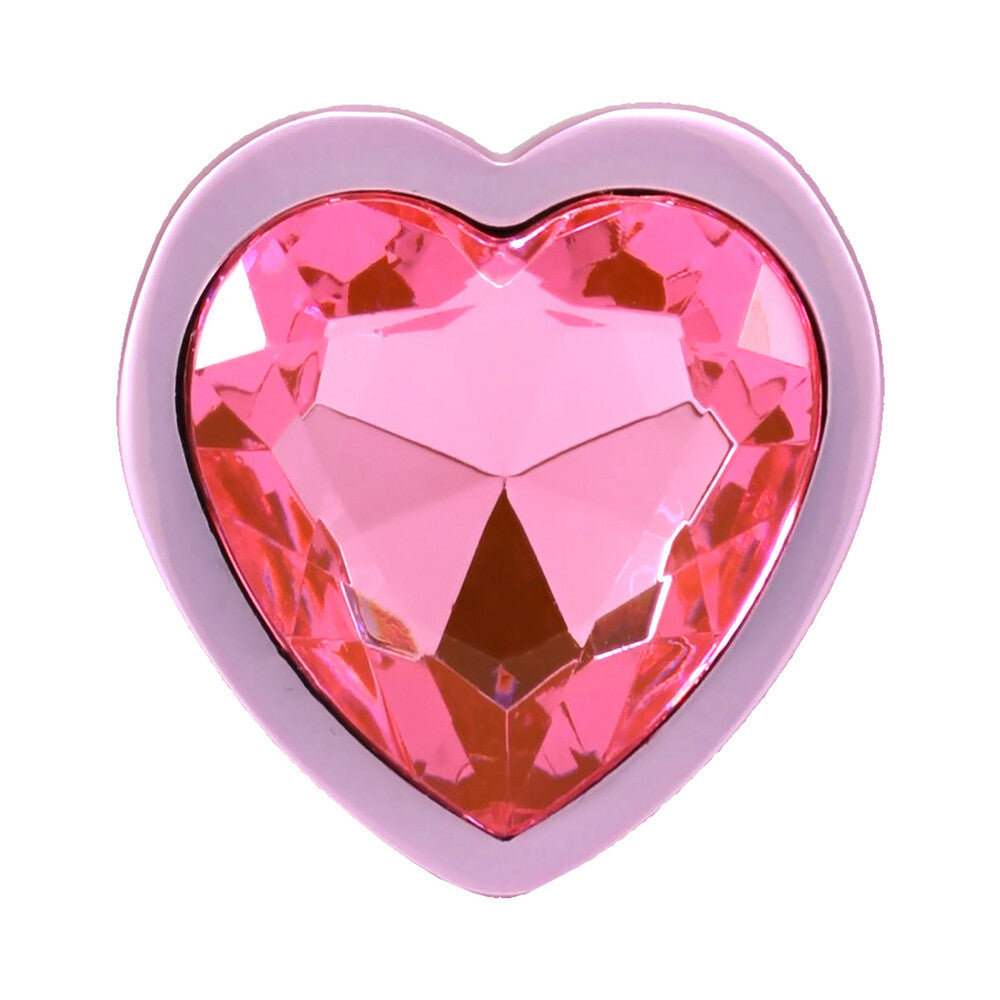 Booty Bling Heart Diamond Jeweled Metal Plug Pink Small 4 Booty Bling Heart Diamond Jeweled Metal Plug Pink Small - Image 4