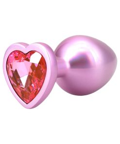 Booty Bling Heart Diamond Jeweled Metal Plug Pink Medium 8 Booty Bling Heart Diamond Jeweled Metal Plug Pink Medium