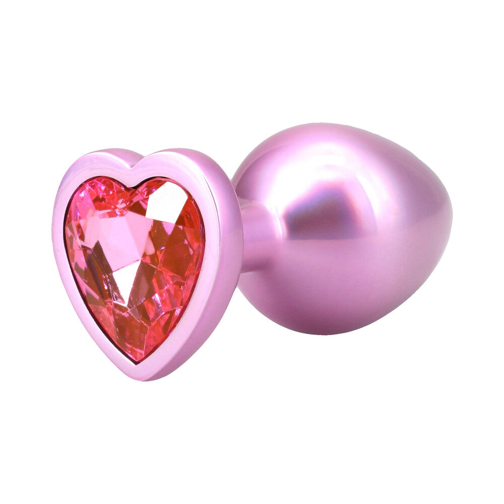 Booty Bling Heart Diamond Jeweled Metal Plug Pink Medium 3 Booty Bling Heart Diamond Jeweled Metal Plug Pink Medium - Image 3