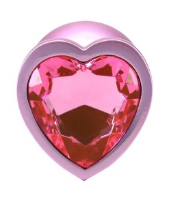 Booty Bling Heart Diamond Jeweled Metal Plug Pink Medium 9 Booty Bling Heart Diamond Jeweled Metal Plug Pink Medium