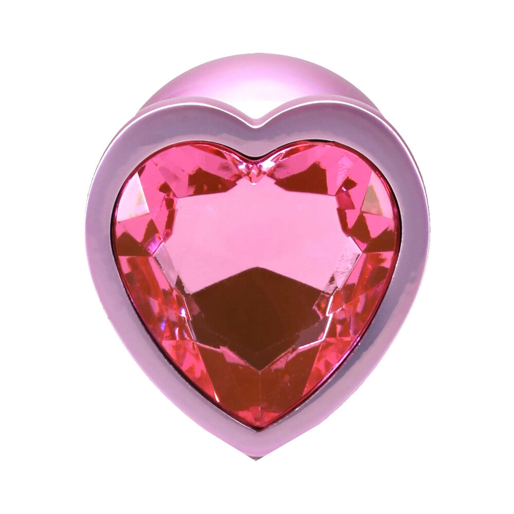 Booty Bling Heart Diamond Jeweled Metal Plug Pink Medium 4 Booty Bling Heart Diamond Jeweled Metal Plug Pink Medium - Image 4