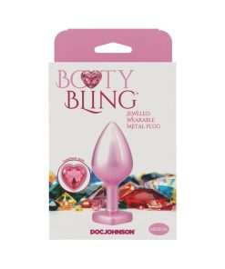 Booty Bling Heart Diamond Jeweled Metal Plug Pink Medium 10 Booty Bling Heart Diamond Jeweled Metal Plug Pink Medium