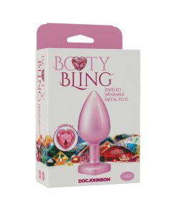 Booty Bling Heart Diamond Jeweled Metal Plug Pink Large