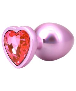 Booty Bling Heart Diamond Jeweled Metal Plug Pink Large 8 Booty Bling Heart Diamond Jeweled Metal Plug Pink Large