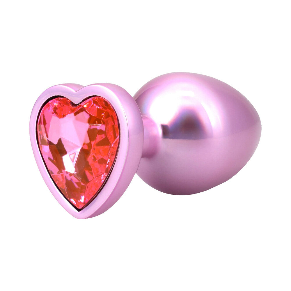 Booty Bling Heart Diamond Jeweled Metal Plug Pink Large 3 Booty Bling Heart Diamond Jeweled Metal Plug Pink Large - Image 3