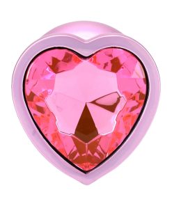 Booty Bling Heart Diamond Jeweled Metal Plug Pink Large 9 Booty Bling Heart Diamond Jeweled Metal Plug Pink Large