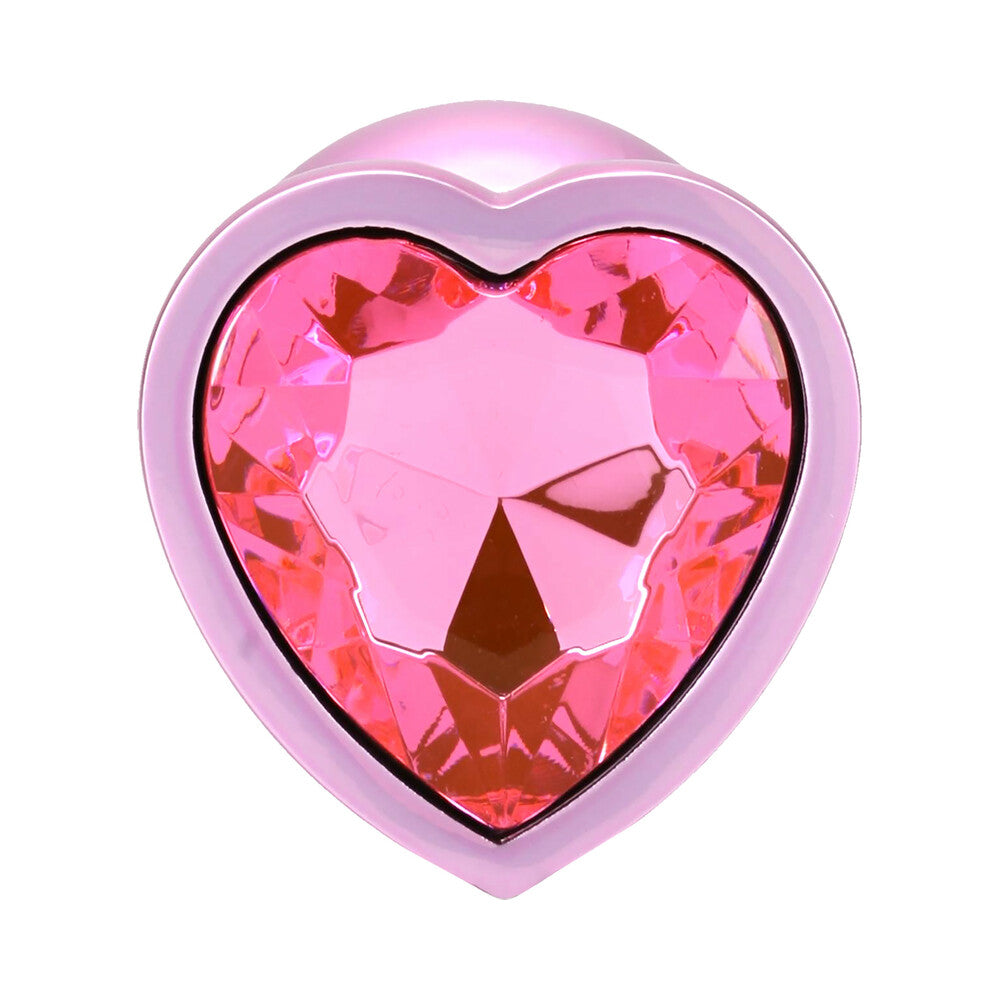 Booty Bling Heart Diamond Jeweled Metal Plug Pink Large 4 Booty Bling Heart Diamond Jeweled Metal Plug Pink Large - Image 4